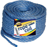 Blue Polypropylene (Poly) Rope - 3-Strand Construction - Rot & Mildew Resistant - Floats - Versatile for Securing, Tying, Barriers - Strong General Use Rope