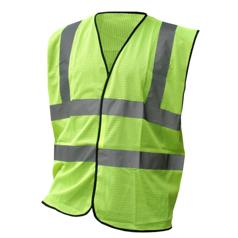 Premium Hi-Vis Mesh Vest - Saturn Yellow, polyester stretchy mesh fabric, EN ISO 20471 Class 2 high visibility (S+).