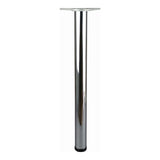 60mm Round Chrome Table Leg with Adjustable Foot - Furniture & Shopfitting Essential - Durable Plastic Feet - Chrome Finish - Available in Three Sizes