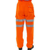 High-Visibility Rail Specification Jogging Bottoms/Trousers in Orange, designed with 2 bands retro reflective tape