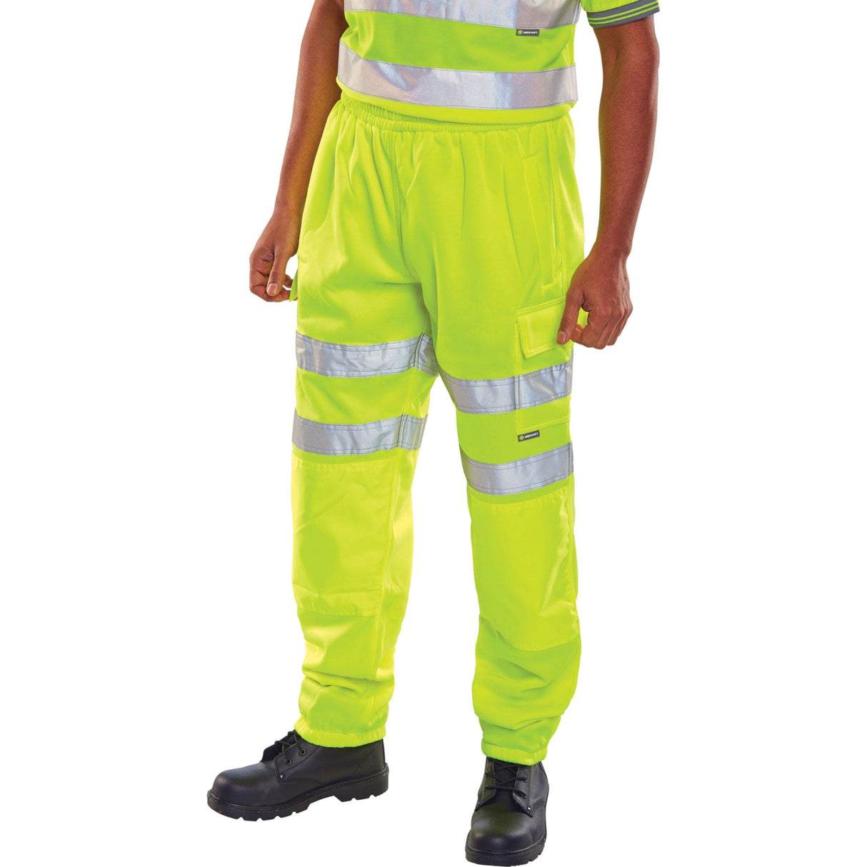 Rail Spec Hi-vis Fleece Jogging Bottoms/Trousers in Saturn Yellow with 280gsm anti pill fleece fabric