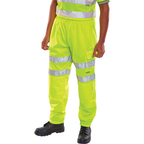 Rail Spec Hi-vis Fleece Jogging Bottoms/Trousers in Saturn Yellow with 280gsm anti pill fleece fabric