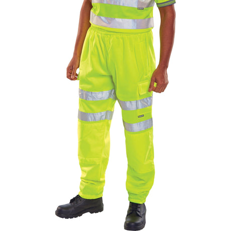 Rail Spec Hi-vis Fleece Jogging Bottoms/Trousers in Saturn Yellow with 280gsm anti pill fleece fabric