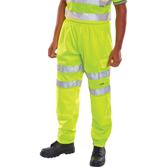 Rail Spec Hi-vis Fleece Jogging Bottoms/Trousers in Saturn Yellow with 280gsm anti pill fleece fabric