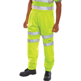 Rail Spec Hi-vis Fleece Jogging Bottoms/Trousers in Saturn Yellow with 280gsm anti pill fleece fabric