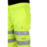 Rail Specification Hi Visibility Jogging Bottoms - Saturn Yellow featuring reinforced knee patches