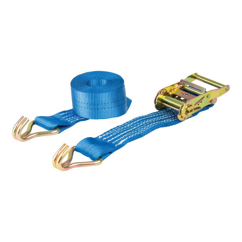 Highly durable 2 Tonne Ratchet Strap with 50mm wide polyester webbing and claw hooks at each end. Ideal for industrial applications, securing vehicle loads, marquees, and shelter construction. 