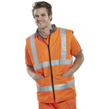 Boost your visibility with our Reversible Hi-vis Interactive Bodywarmer in striking Orange/Grey.