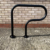 P-shaped Rugby Cycle Stand for securing two bicycles securely outdoors.