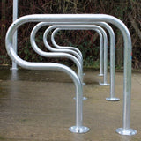 Rugby Cycle Stand with ragged feet for casting into concrete.