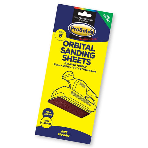 These orbital sanding sheets, measuring 93mm x 230mm and packed in 10's, feature Aluminium Oxide grits (40, 60, 80, and 120), making them ideal for a variety of orbital sanders. With anti-clogging technology, these sheets offer extended durability. 
