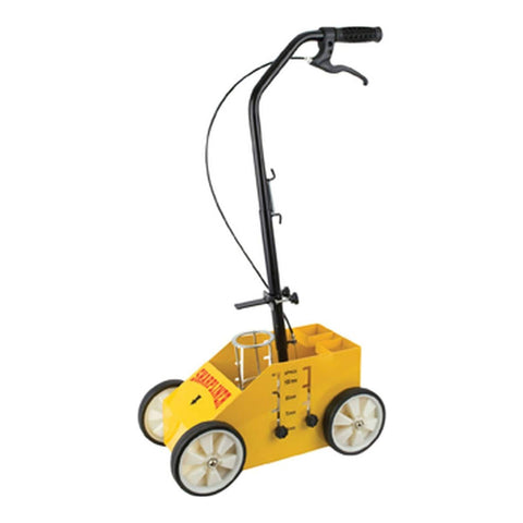 Enhance precision with our 4-wheeled applicator, delivering straight, well-defined lines. Adjustable width, extra can storage, fits 600ml and 750ml cans. Yellow color, ideal for indoor and outdoor use. Quick assembly for efficient line marking.