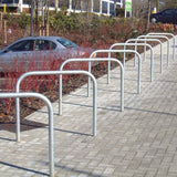 Sheffield Bike Stand, tubular steel design for secure bicycle locking.
