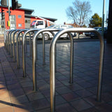 Sheffield Bike Stand, flanged version for bolting down, sturdy bike parking.