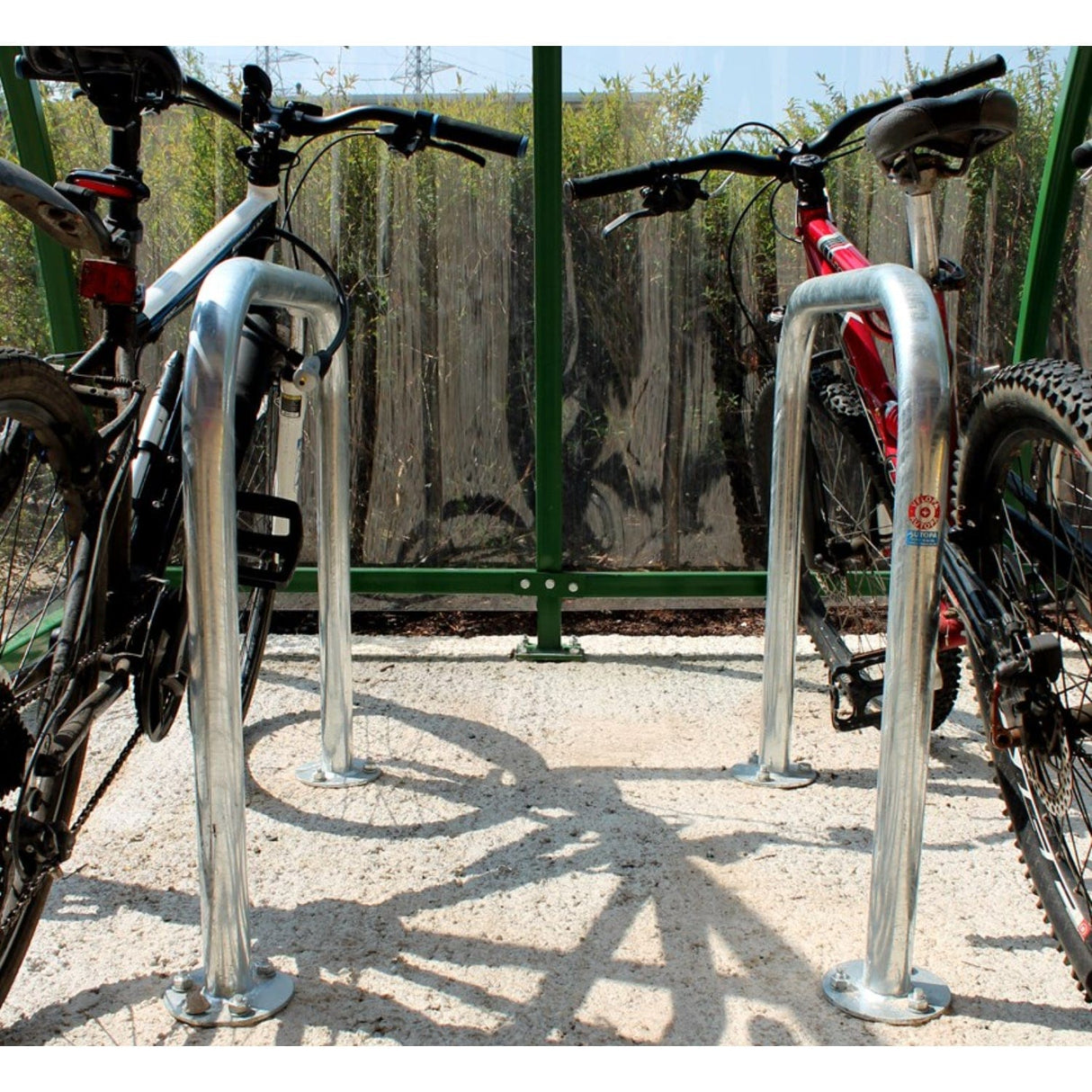 Sheffield Bike Stand, suitable for two bicycles, galvanised steel, reliable.
