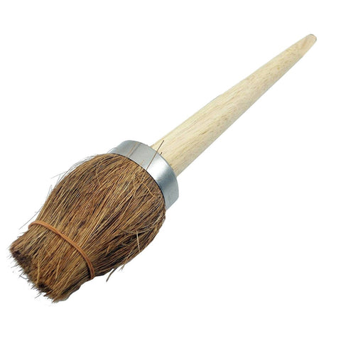 Short-handled tar brush ideal for applying tar, bitumen, and similar viscous products. Made from rubberwood with soft coco bristles. Suitable for liquid tar and viscous material application.