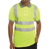 Saturn Yellow hi-vis polo shirt, Bird Eye fabric, retro-reflective tape, EN ISO20471 Class 2 compliant.