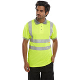 Saturn Yellow hi-vis polo shirt, polyester Bird Eye fabric, retro-reflective tape, EN ISO20471 Class 2.