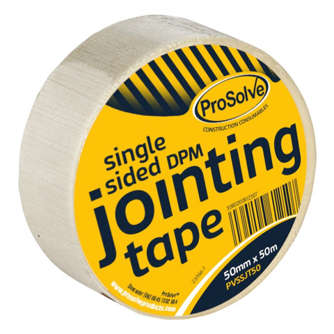 Damp Proof Membrane (DPM) Jointing Tape: High-performance tape with high tack adhesive and cross weave fiberglass for added strength. Perfect for bonding DPMs and sealing overlaps in membranes to walls.