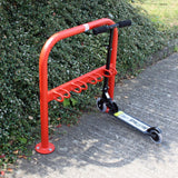 Durable kids scooter rack with lockable hoops for added security