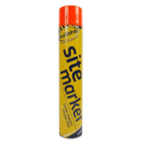 Orange Site Marker: Fast-drying, durable acrylic paint, lead and xylene-free. Cost-effective aerosol line marking paint for various surfaces like concrete, tarmac, wood. High pigment creates lasting, bright marks, ideal for construction, roads, car parks. 