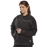 Grey Black Softshell Jacket with Fleece Lined Collar, Medium Weight, Adjustable Cuffs