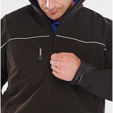 Softshell Jacket with Hi Viz Accents, Polyester Spandex Blend, Grey Black, Adjustable Cuffs