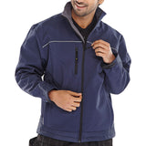 Navy Blue Softshell Jacket, High Stretch Water Resistant Fabric, Windproof