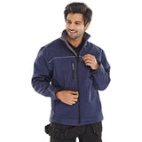 Windproof Navy Blue Jacket, Fleece Lined, Adjustable Cuffs, Cordura Trim