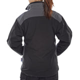 Black/Grey Jacket, Adjustable Cuffs, Hip Drawcord, Water Resistant, Fleece Lining