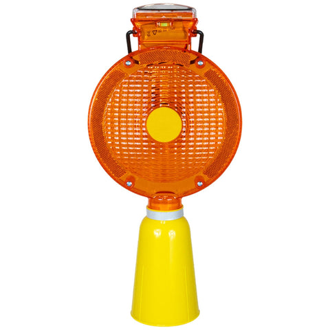 solar-panel-powered-LED-traffic-cone-light-topper-flashing-yellow-beacon-warning-marker-hazard-road-safety-caution-flasher-traffic-management-high-visibility-demarcation-signaling