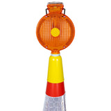 solar-panel-powered-LED-traffic-cone-light-topper-flashing-yellow-beacon-warning-marker-hazard-road-safety-caution-flasher-traffic-management-high-visibility-demarcation-signaling