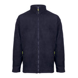 Navy Blue fleece jacket with 280gms polyester fabric and chunky zip front closure