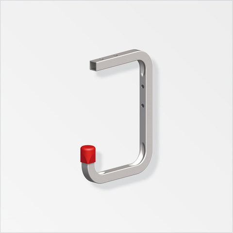 Versatile galvanised steel hooks offer flexibility for wall or ceiling mounting, doubling as shelf brackets when mounted on walls. Featuring red plastic end caps, these hooks provide durability and can support up to 30kg. Maximize storage efficiency with these multi-functional and robust hooks.