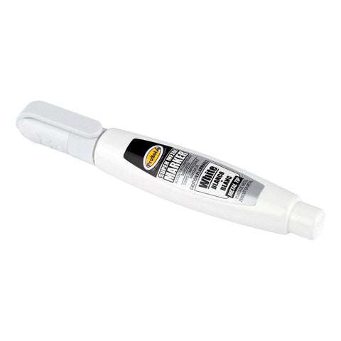 White Super Metal Marker - Versatile Tool for Greasy, Rusty & Clean Metal Surfaces - Ideal for All Industries - Glass, Plastic, Cardboard, Ceramic, Leather - Pen Style Marker for Precise Metal Marking