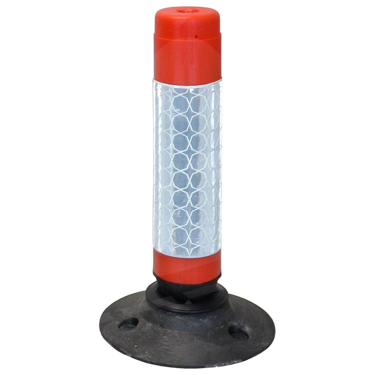 swinbac-cylinder-delineator-post-self-righting-melba-swintex-traffic-control-flexible-vehicle-impact-guidance-safety-reflective-highway-uv-resistant-plastic-bollard-pedestrian-starlux-bolt-down-bitumin-pad-adhesive-durable-heavy-duty
