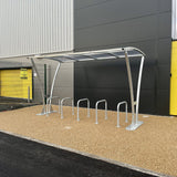 Tatham open-sided cycle shelter, clear PETG roof, 2m - 5m length.