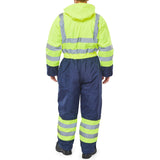 High-visibility Thermal Waterproof Overall in Saturn Yellow/Navy with Quilted Coverall Design: 300 Denier Outer Fabric