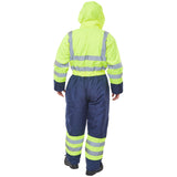 High-Visibility Thermal Waterproof Overall - Saturn Yellow/Navy. Quilted Coverall for Freezer/Cold Storage