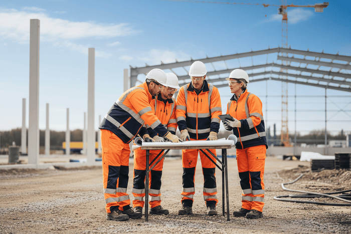 Three Workers Blue Sky