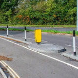 Surface-fixed rubber traffic islands designed for fast installation and flexibility.