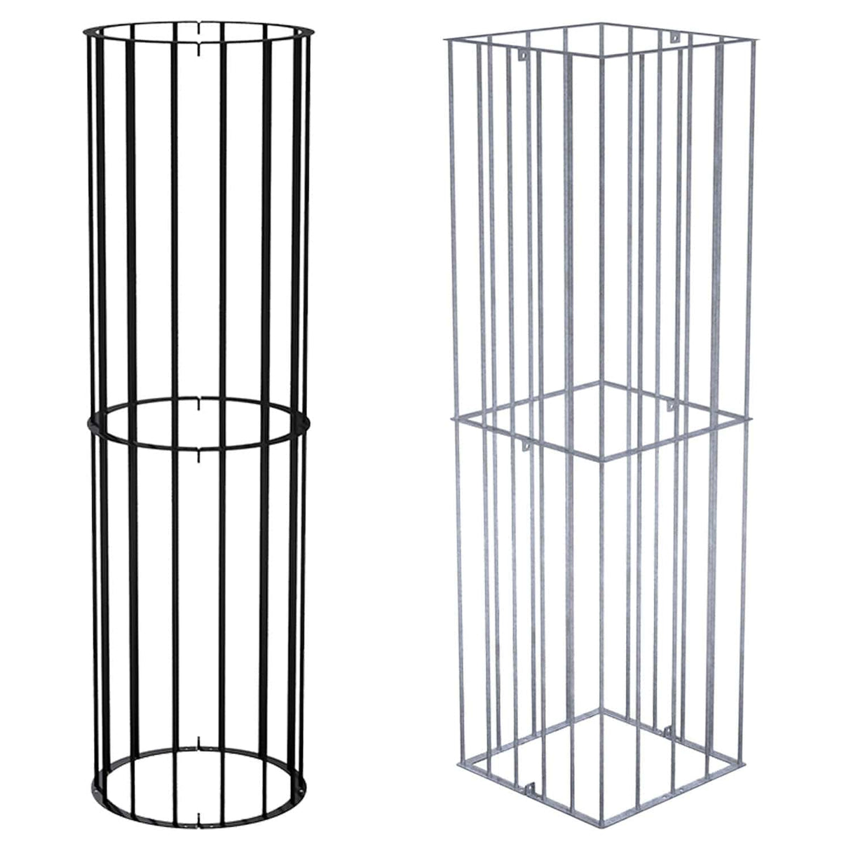 Two galvanised steel tree guards
