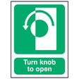 turn-knob-to-open-fire-extinguisher-signage-evacuation-escape-hazard-identify-locate-instruct-alarm-prevention-assembly-regulations-compliance-gear-self-adhesive-rigid-PVC-foam-high-impact-polystyrene-photoluminescent-polycarbonate