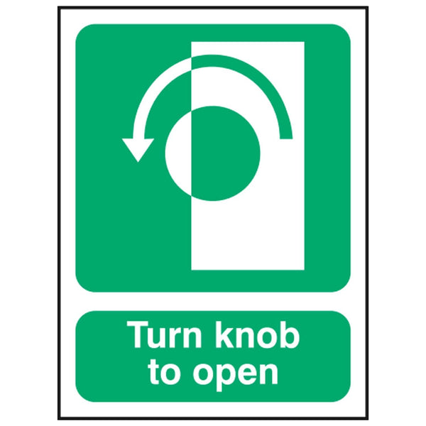 Safe Condition Fire Safety Signs Turn Knob to Open(3 Sizes)