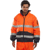 Hi-Vis Europa Bomber Jacket Orange/Navy front view