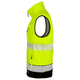 Boost your safety with our Two-tone Hi-vis Softshell Rail Bodywarmer in Saturn Yellow/Navy. Crafted from 100% Softshell polyester bonded fabric with a sturdy 210gsm weight.