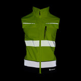 Enhance your safety with our Two-tone Hi-vis Softshell Rail Bodywarmer in Saturn Yellow/Navy. Crafted from premium 100% Softshell polyester bonded fabric with a robust 210gsm weight. 