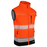 Orange and black hi-vis bodywarmer with reflective tape