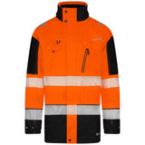 Hi-Vis Two-Tone Ripstop Waterproof Rail Jacket Orange/Black front view