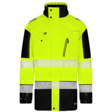 Hi-Vis Two-Tone Ripstop Waterproof Rail Jacket Saturn Yellow/Navy front view